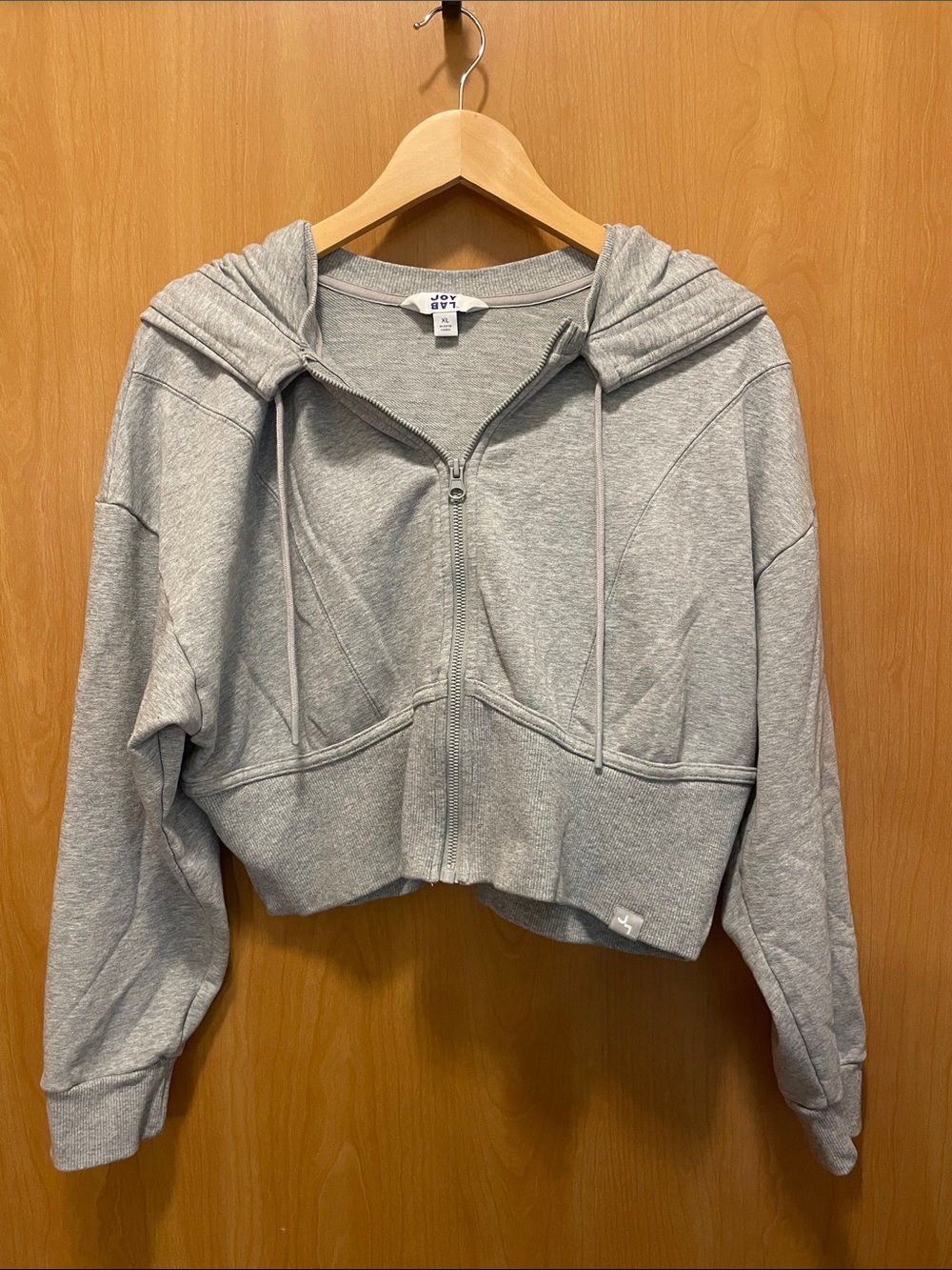 JoyLab Gray Cropped Zip-Up Hoodie